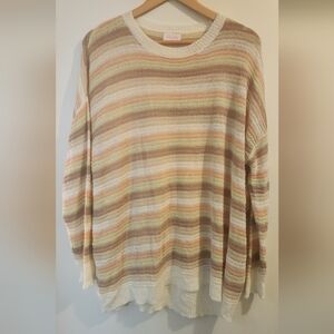 Pink Lily Cream and Tan Knit Sweater Women's Size Large